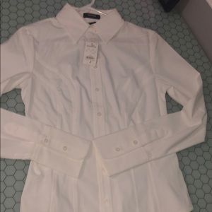 Express White Button down Fitted Blouse